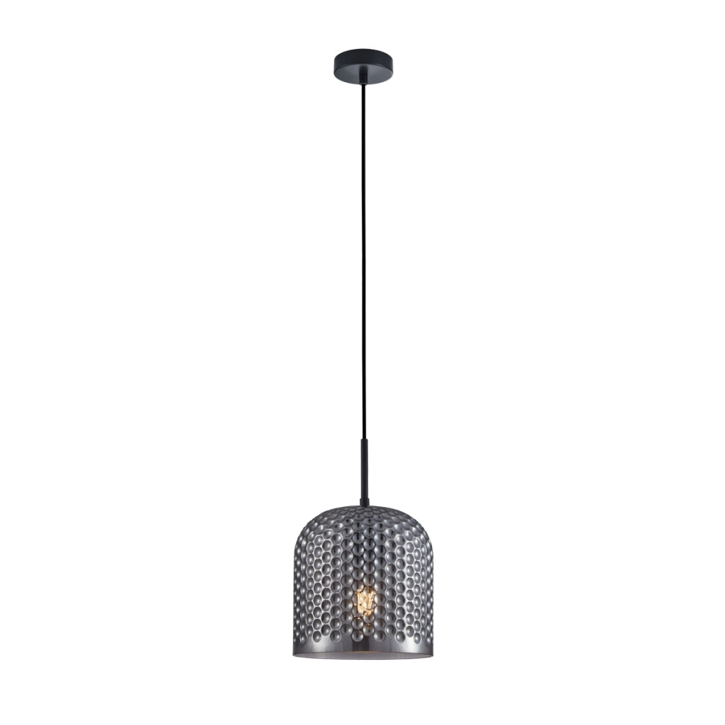Lampada a sospensione Italux Renti vetro fumé nero E27