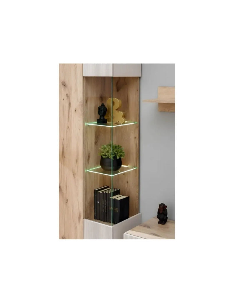 Vetrina ERINA – 2 porte – Rovere chiaro e beige