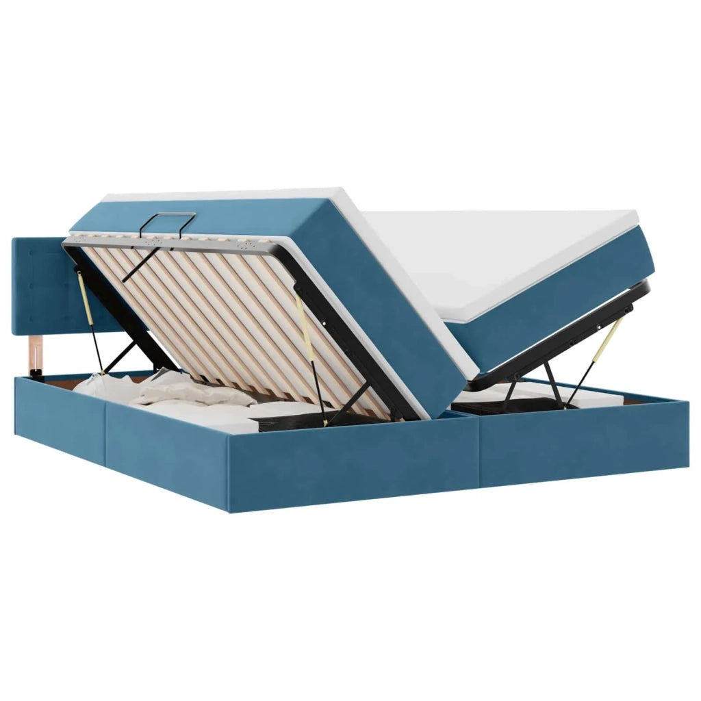 Letto con Contenitore con materasso Blu Scuro 100 x 200 cm