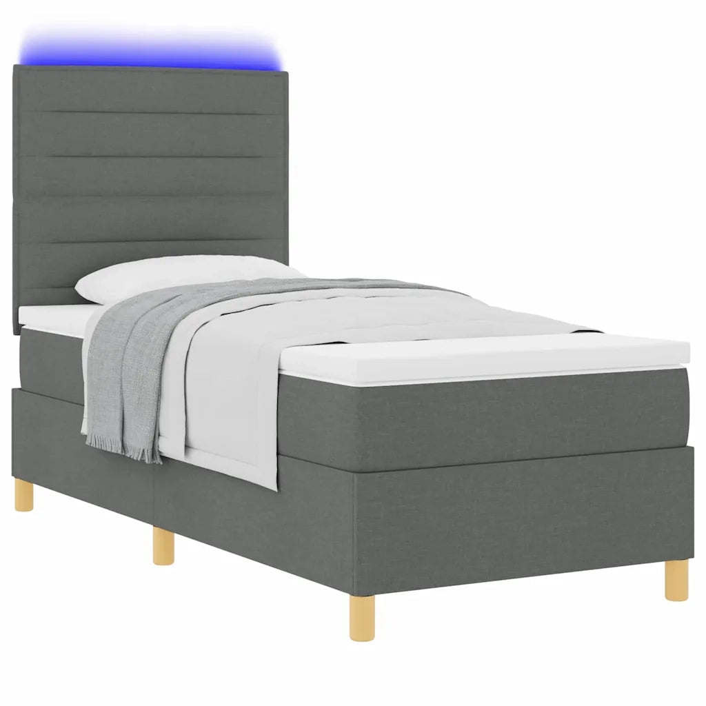 Letto a Sorgente LED Grigio scuro 80 x 200 cm Tessuto