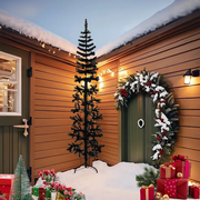 Albero Natale Artificiale Sottile a Metà e Supporto Nero 240 cm 344578