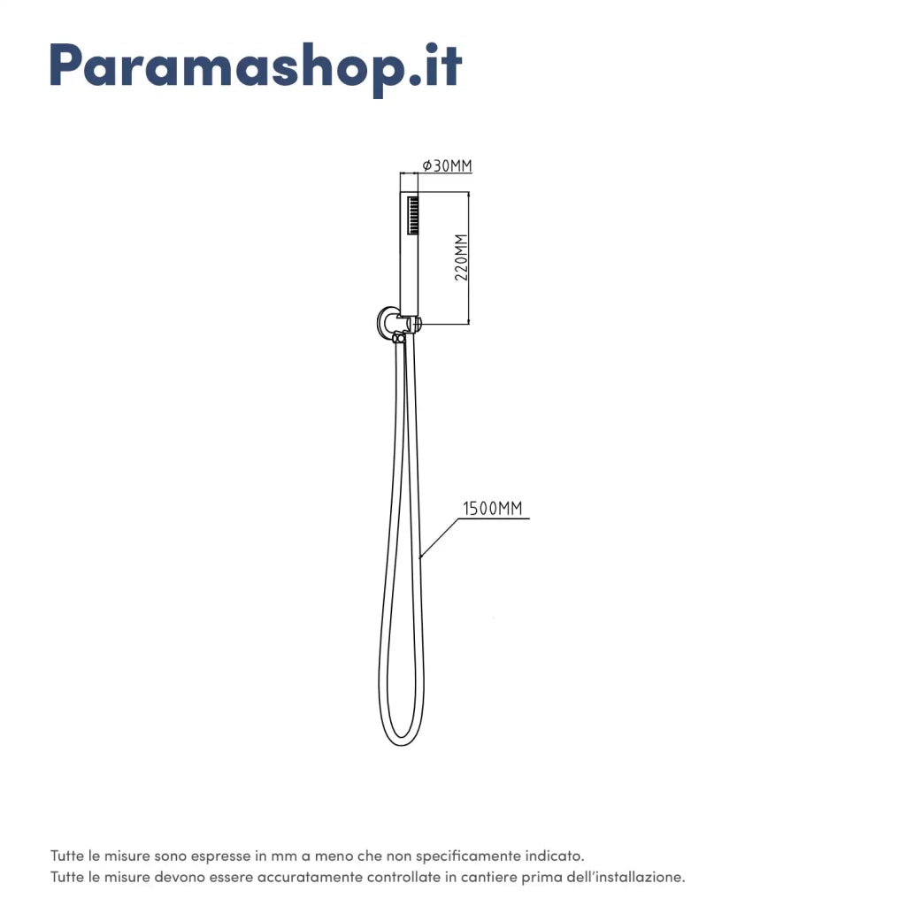 Kit doccia tondo cromato con presa acqua e flessibile da 150 cm