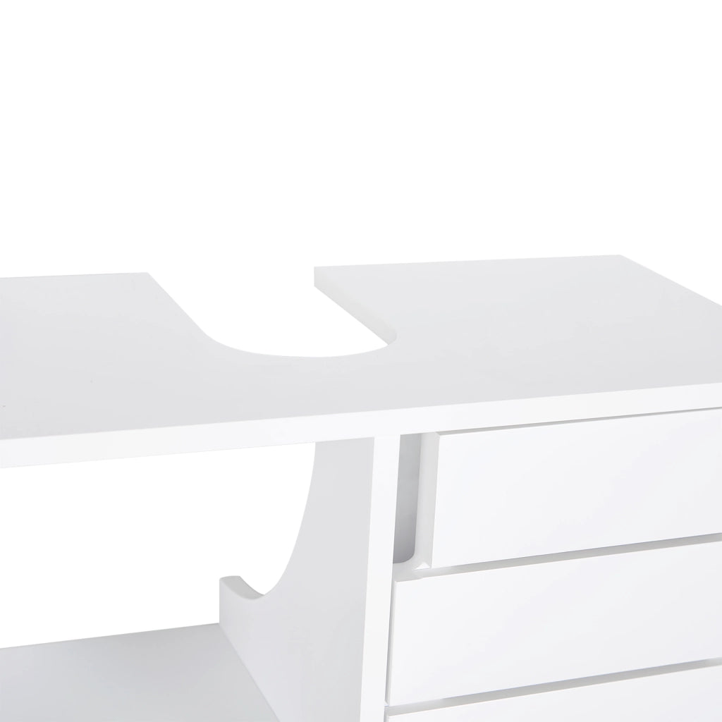 Mobiletto Sottolavabo Sospeso con 2 Ripiani e Anta ¨C Minimal ¨C 60x30x54 cm Bianco