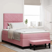 Letto a molle con materasso Rosa 120 x 200 cm Velluto
