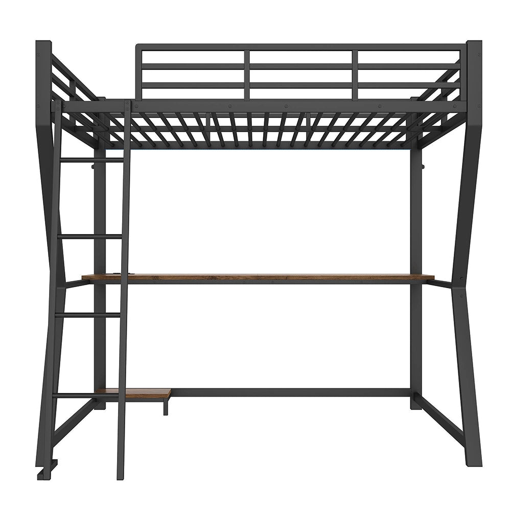 Letto a soppalco - Xylo - 140x200 cm nero LED con USB
