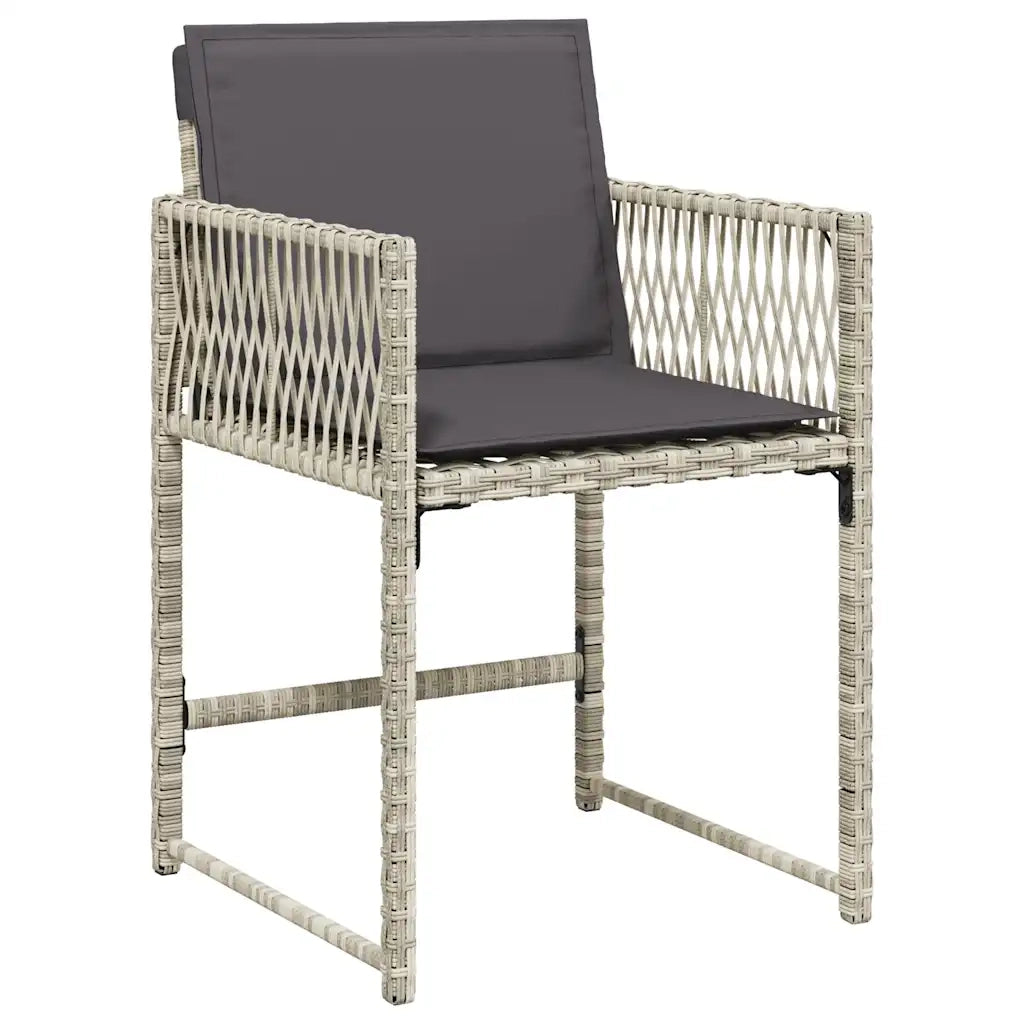 Set Pranzo da Giardino 9pz con Cuscini Grigio Chiaro Polyrattan 3211463