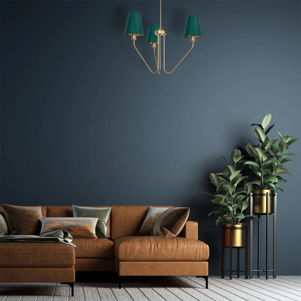 Lampadario Milagro Victoria 3 luci E27 verde ottone