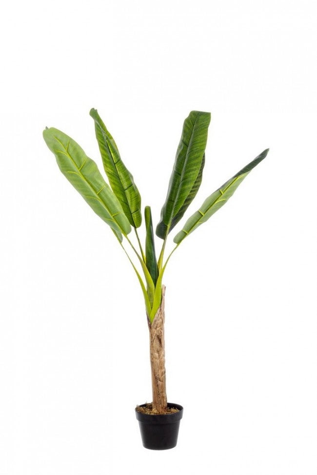 Set 2 Piante Artificiali di Banano Ø95x113 cm in Plastica con Vasi Verde