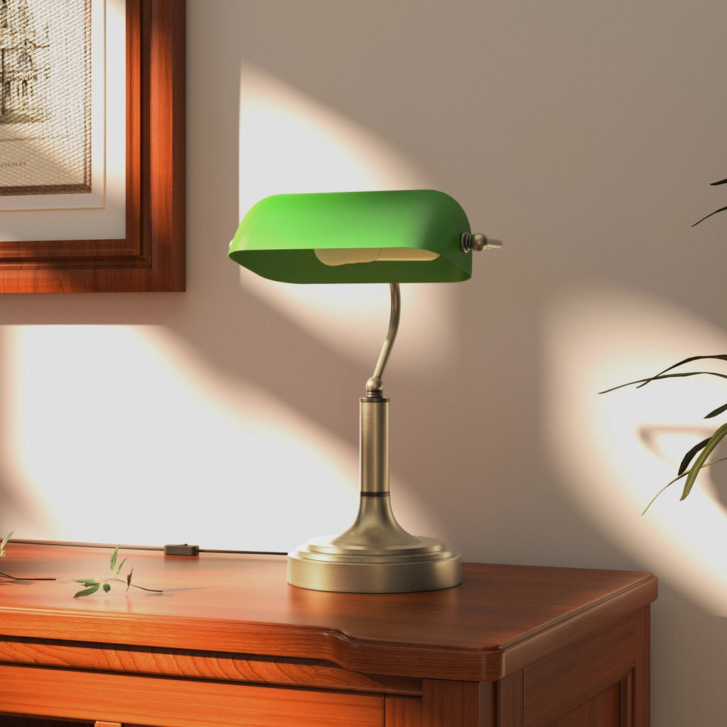 Lampada da Scrivania con Interruttore a Levetta e Paralume Regolabile ¨C Minimal ¨C Verde