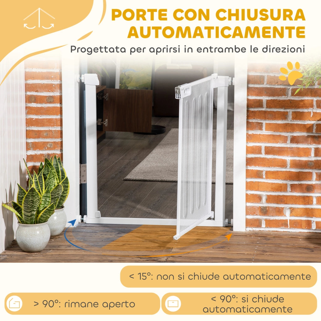 Cancelletto per Cani Regolabile ¨C Xylo ¨C Acciaio e ABS, 75-82x76 cm, Bianco