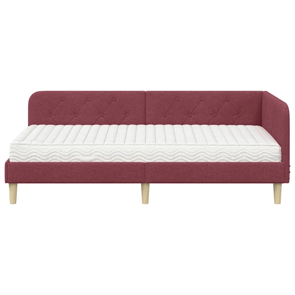 Cornice del letto ad angolo Rosso Vino 90 x 190 cm Tessuto 3394112