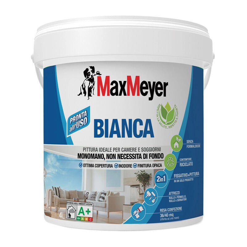 MAX IDROPITTURA LAVABILE PER INTERNI  4 L BIANCO- 1,0 pz