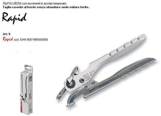 Apriscatole Manuale in acciaio rapid 9 Scatolato Rigamonti