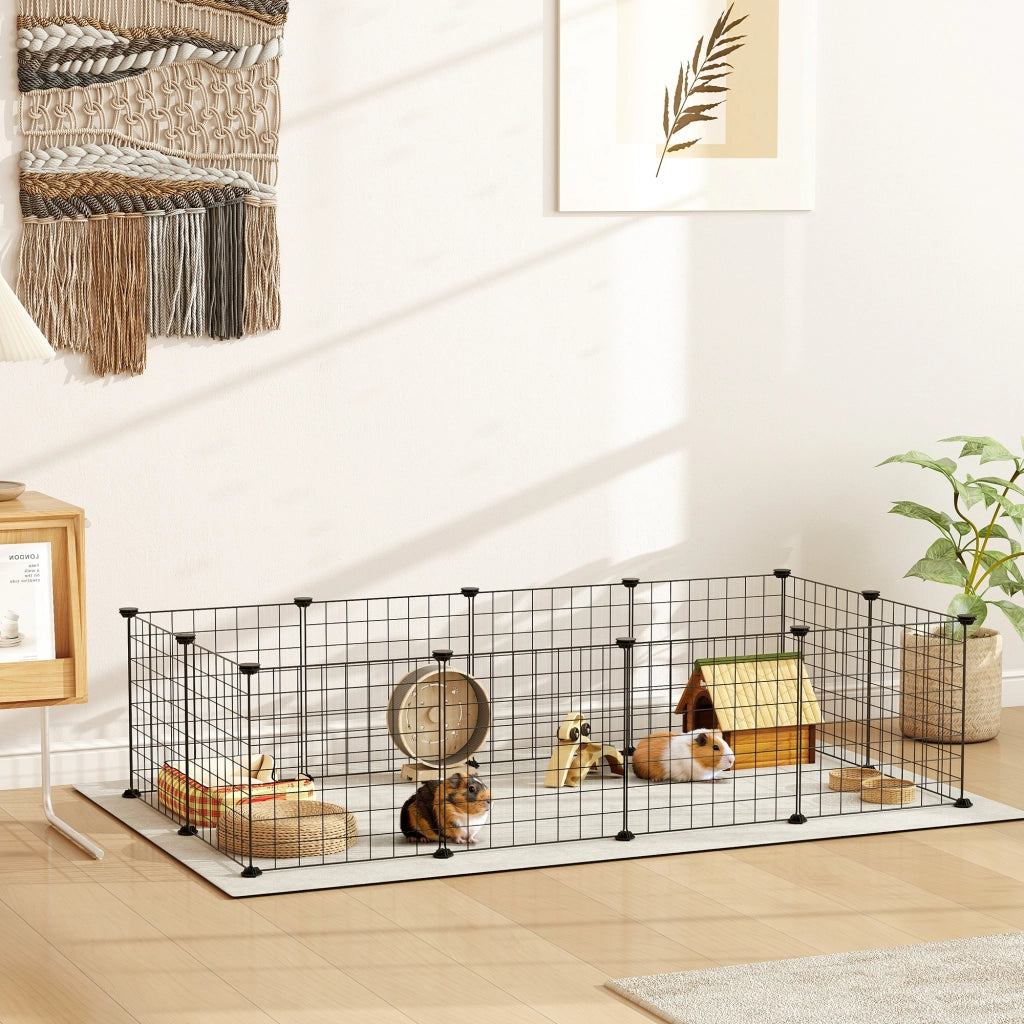Recinto per Animali Modulabile con Pannelli ¨C Minimal ¨C Nero 106x73x36 cm