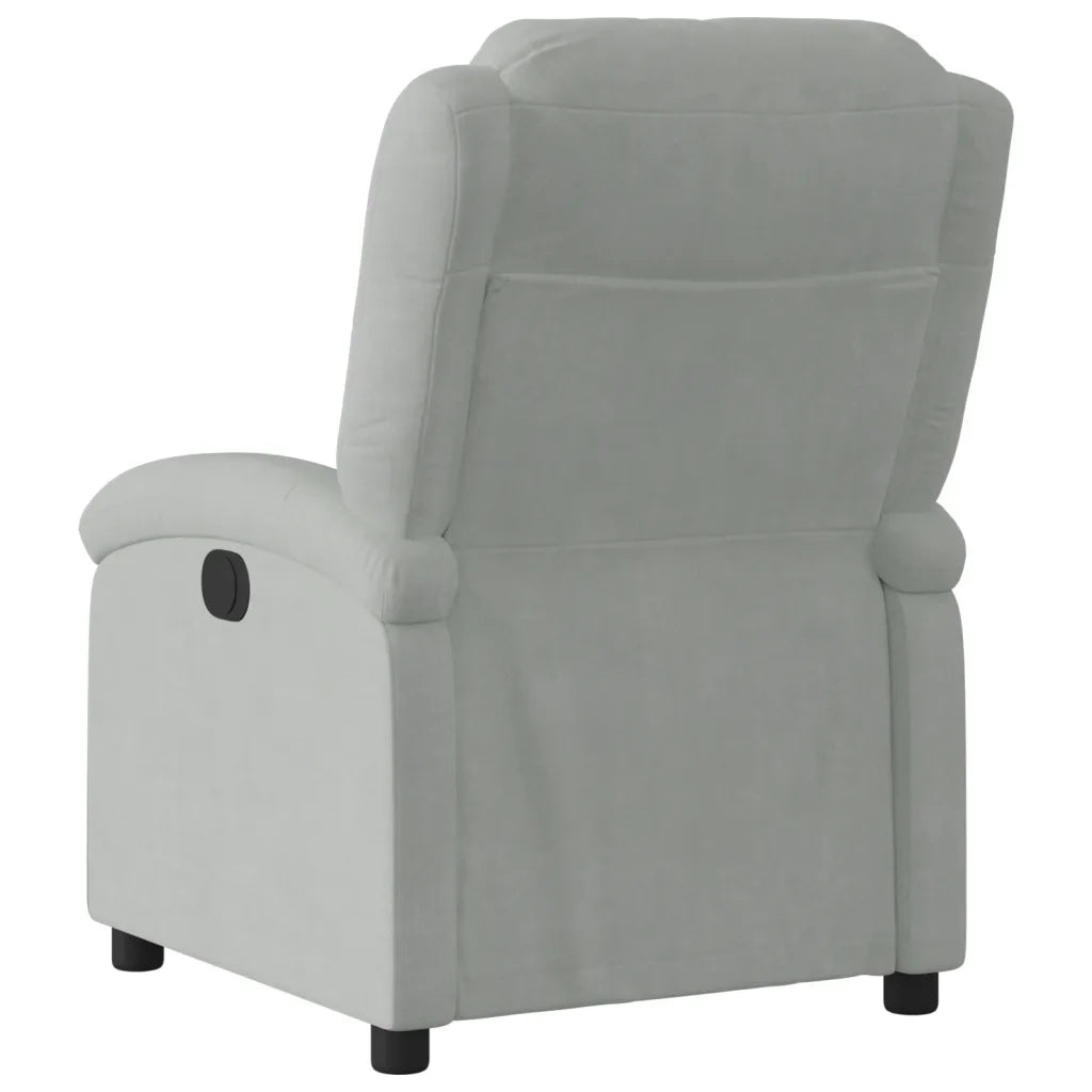 Poltrona | Sedia Relax reclinabile in velluto grigio chiaro