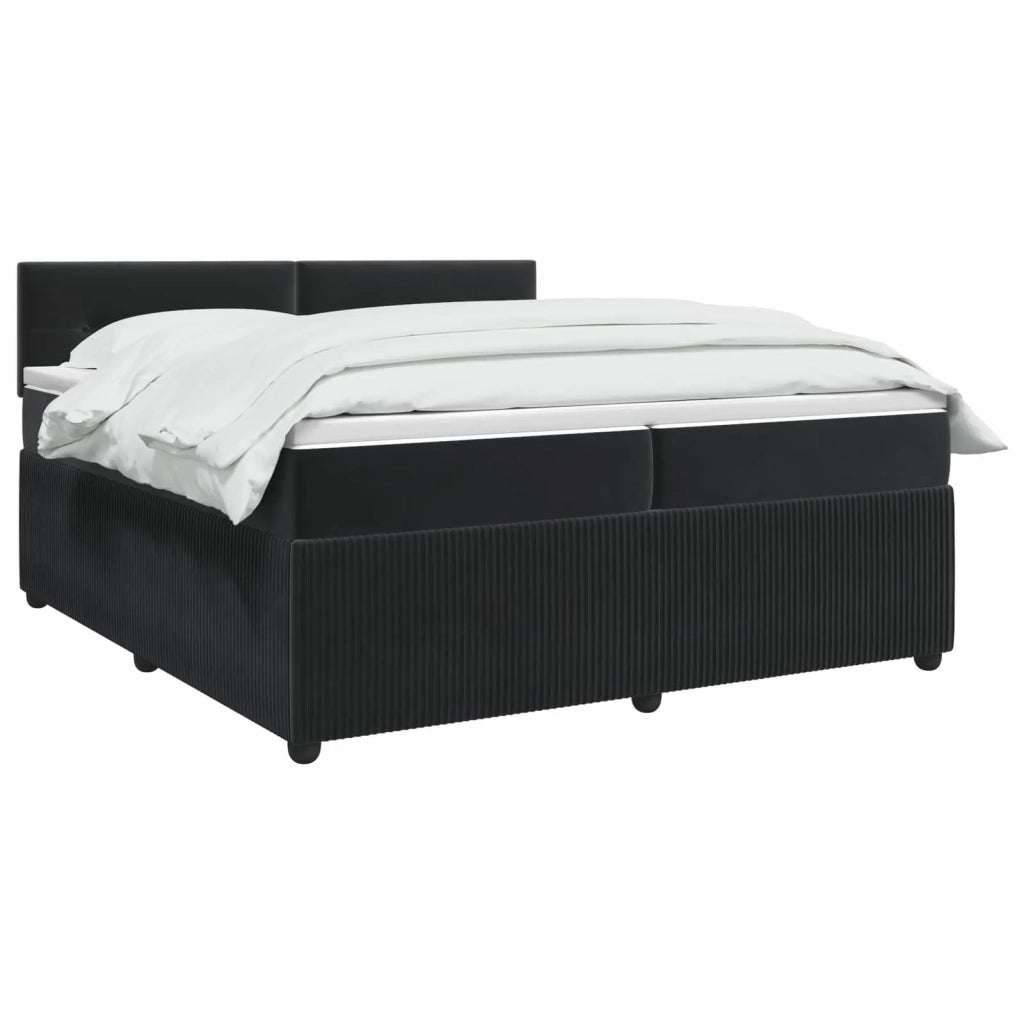 Letto box spring con materasso Nero 200 x 200 cm Velluto 3451747
