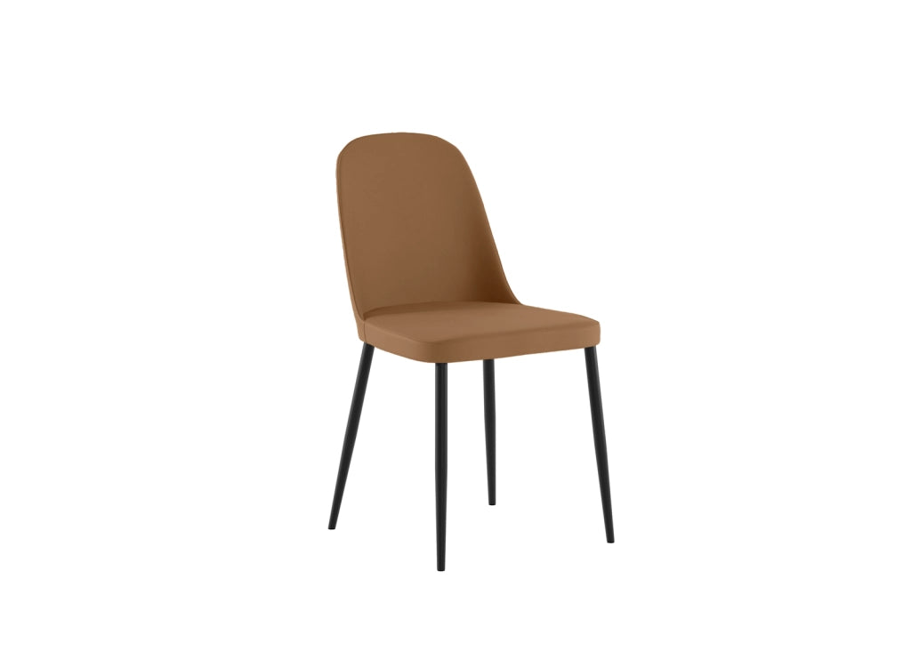 Sedia Tamara da pranzo moderna rivestimento soft-touch caramello gambe in metallo nero, design elegante 45x52x85 cm - Seduta Design