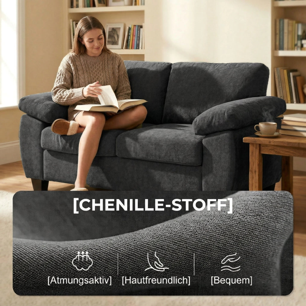 Divano 2 posti ¨C Zephmum ¨C Tessuto chenille grigio scuro 156x90x90