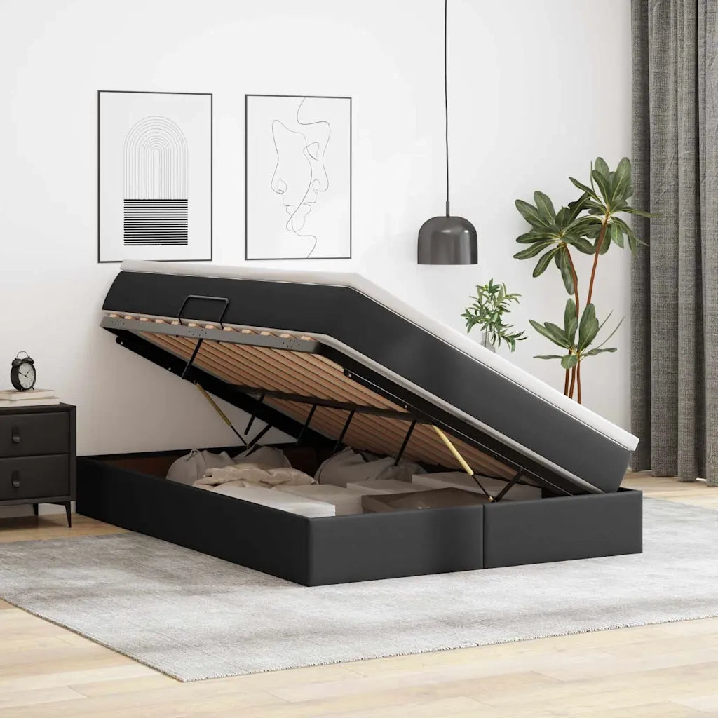 Letto con contenitore e materasso Nero 140 x 190 cm 3370162
