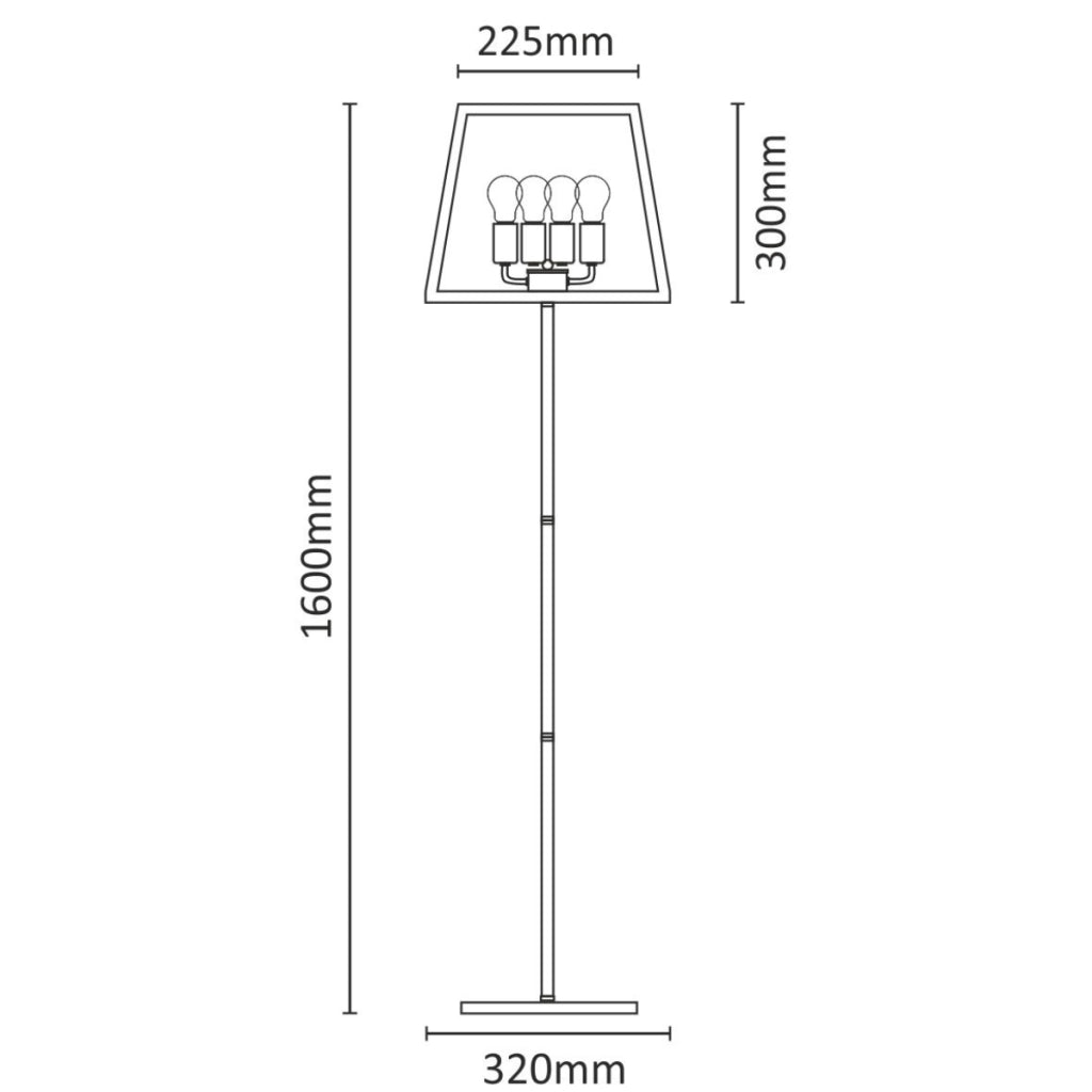 Lampada da terra FINLAND nera 4xE27 in alluminio Polux