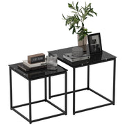 Set di tavolini da salotto ¨C zephmum ¨C nero vetro temperato 50x50x50
