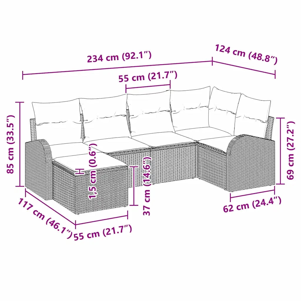 Set Divano da Giardino Marrone polyrattan 3346108