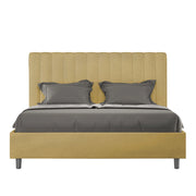 BS COM Letto matrimoniale king size con rete imbottito 170x190 microfibra ocra