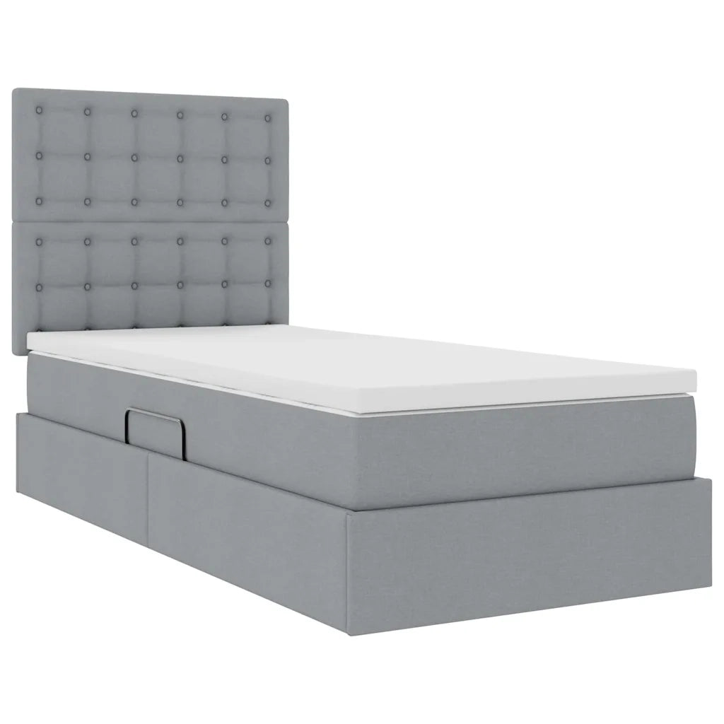 Letto con contenitore e LED con led Grigio chiaro 100 x 200 cm 3372522