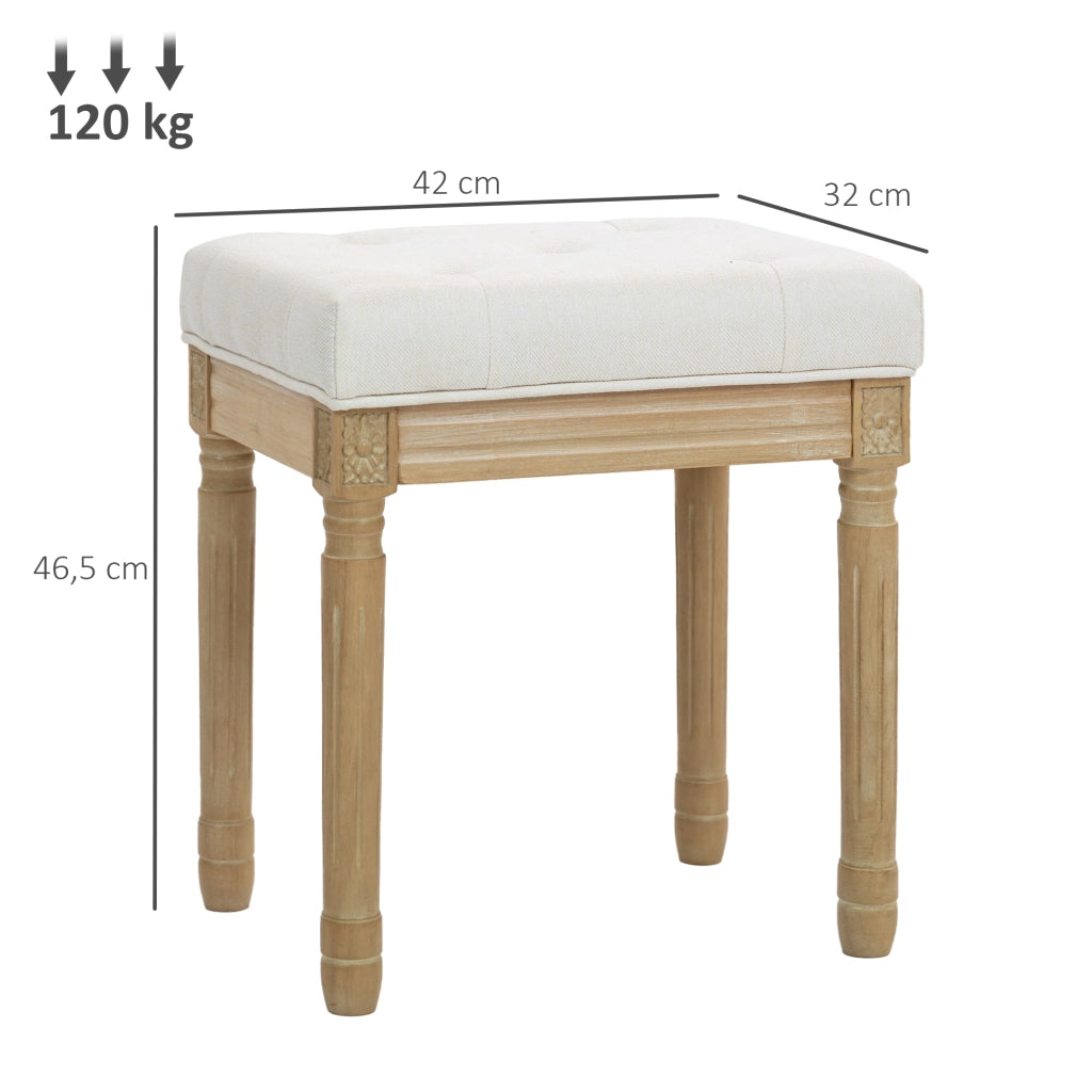Poggiapiedi imbottito con gambe in legno ¨C Zephmum ¨C Beige 42x32x46.5 cm