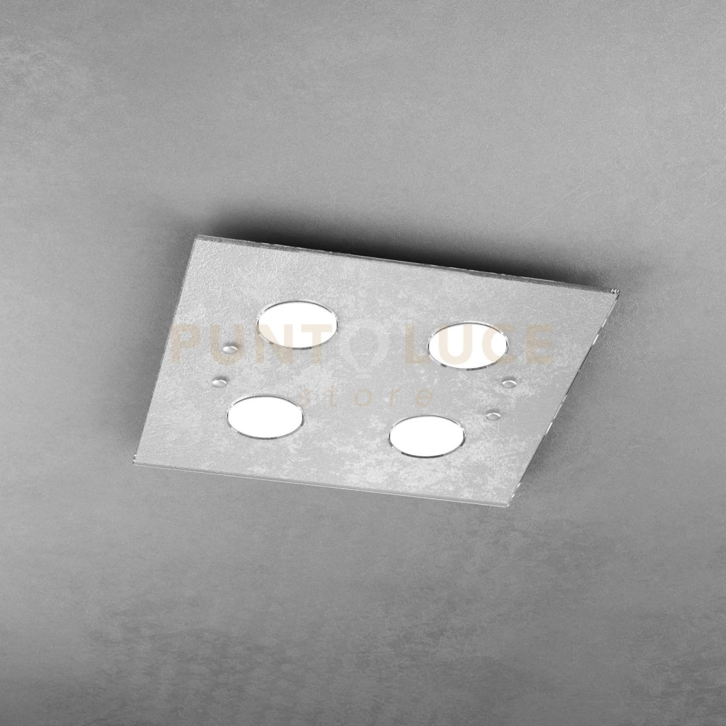PATH PLAFONIERA 4 LUCI QUADRA FOGLIA ARGENTO 1141-PL4-FA