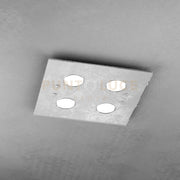 PATH PLAFONIERA 4 LUCI QUADRA FOGLIA ARGENTO 1141-PL4-FA