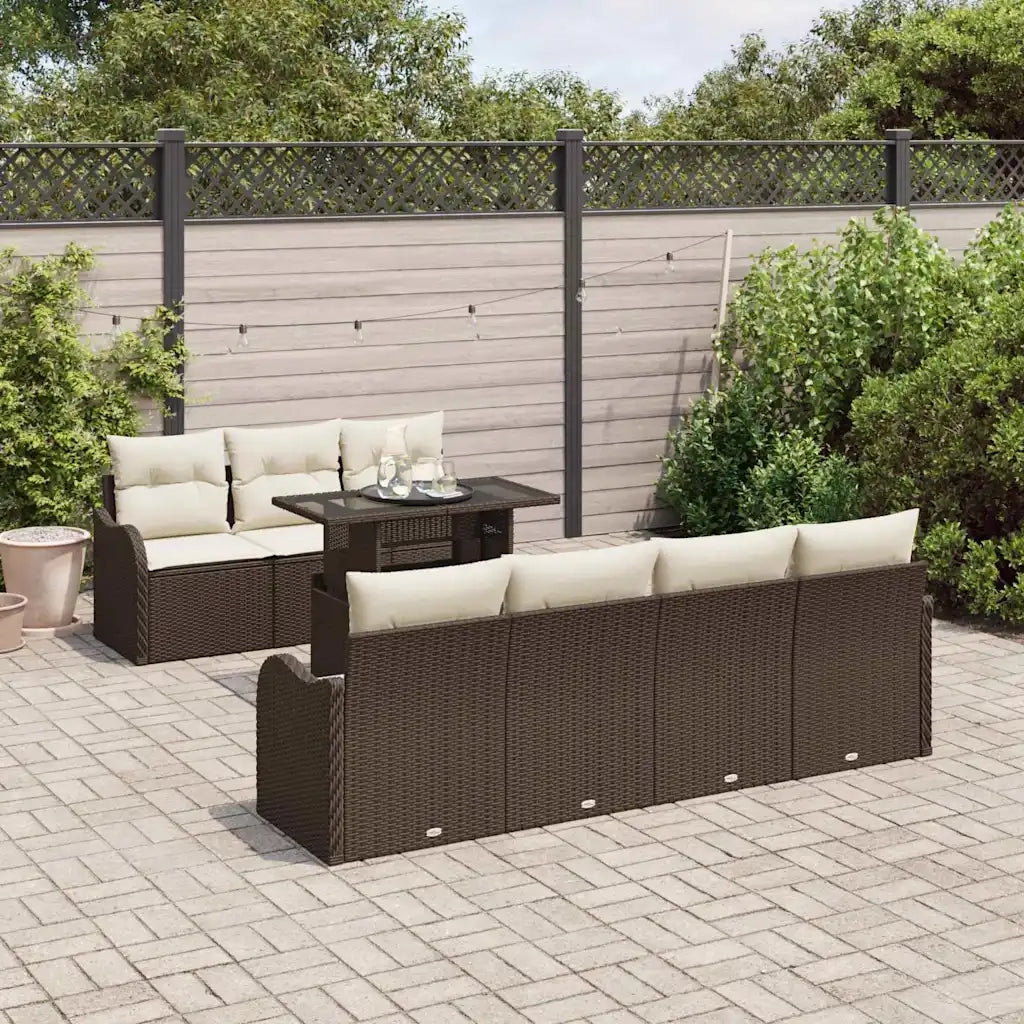 Set Divano da Giardino 8 pcs Marrone Rattan in Polipropilene 3357141