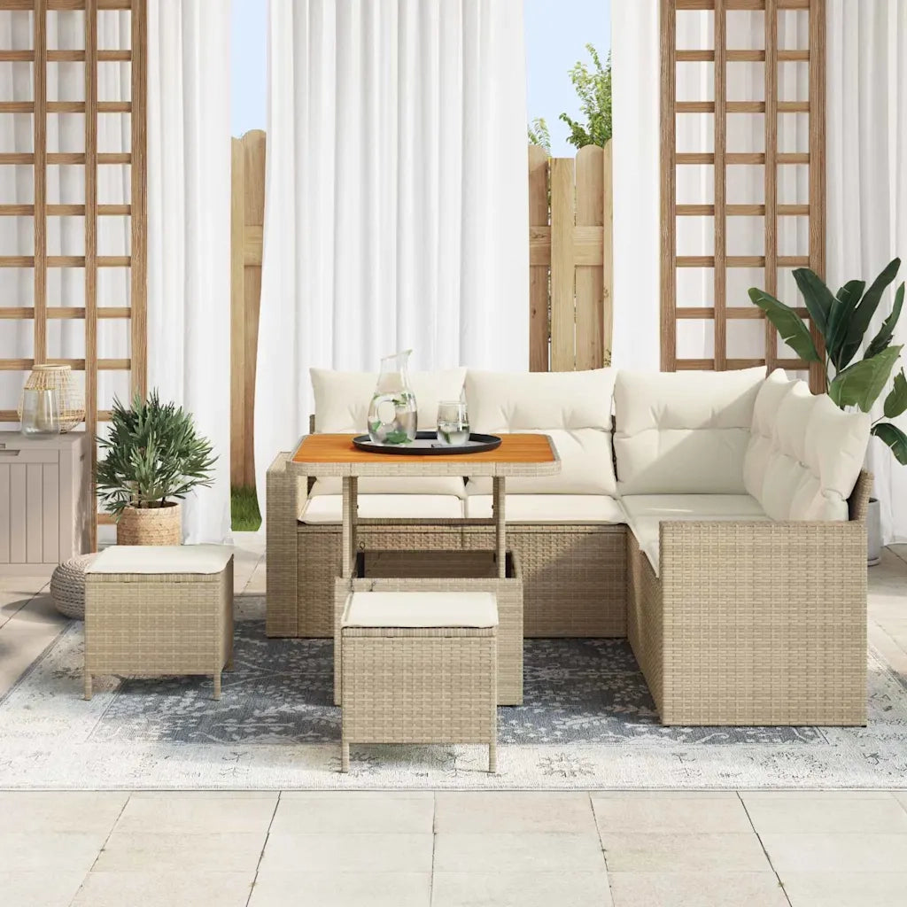 Set Divano da Giardino 9 pcs Beige e Crema polyrattan 3363561