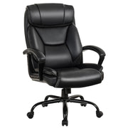 Sedia in pelle con poggiatesta comodo da ufficio, sedia ergonomica per computer e con altezza regolabile, Nero