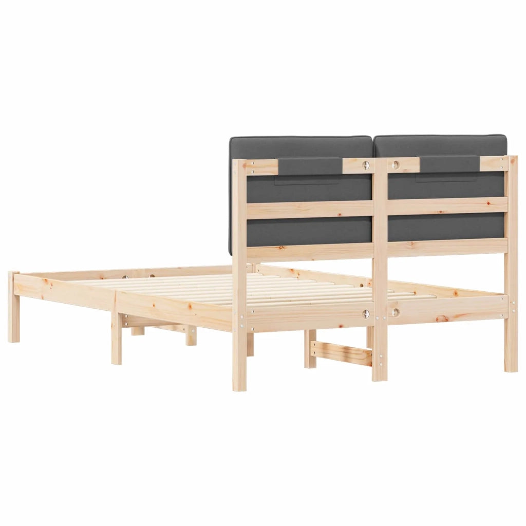 Letto con Testiera Rivestita Grigio Naturale e Scuro 878050
