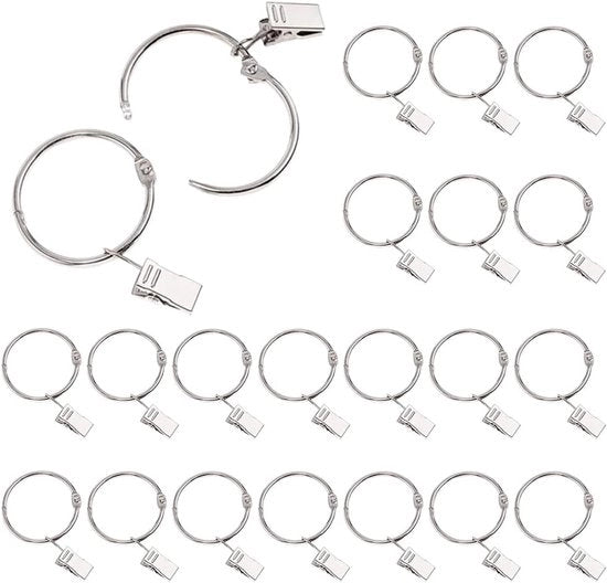 Accessori per tende - 40 pezzi - Anelli in metallo per tende - Diametro interno 32 mm - Accessori per tende con clip - Sospensioni per tende