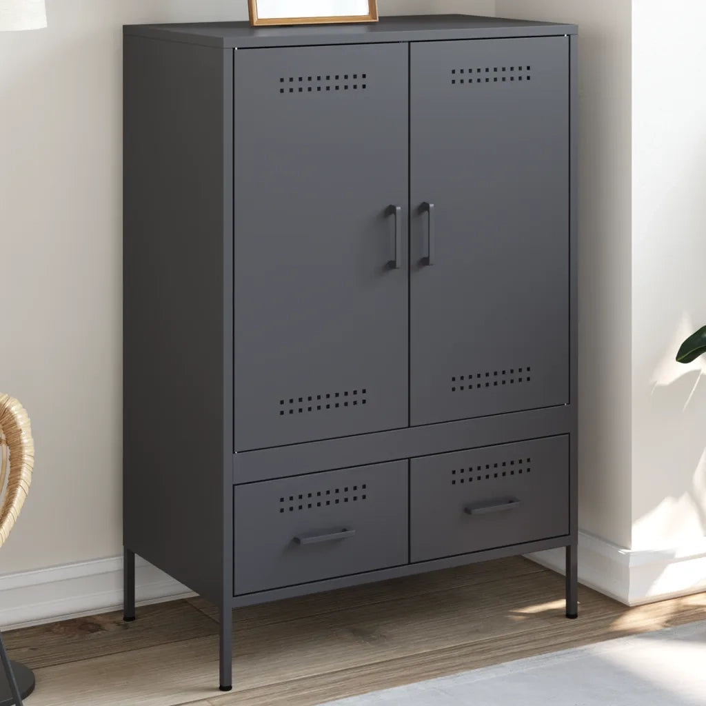 Credenza | Madia | Buffet da pranzo | Armadio da pranzo Antracite 68x39x101,5 cm Acciaio