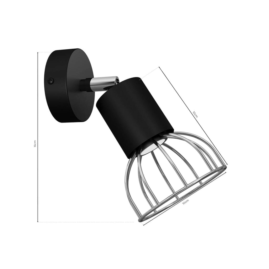 Applique 1 luce Dante Silver nero/cromo GU10 40W Milagro