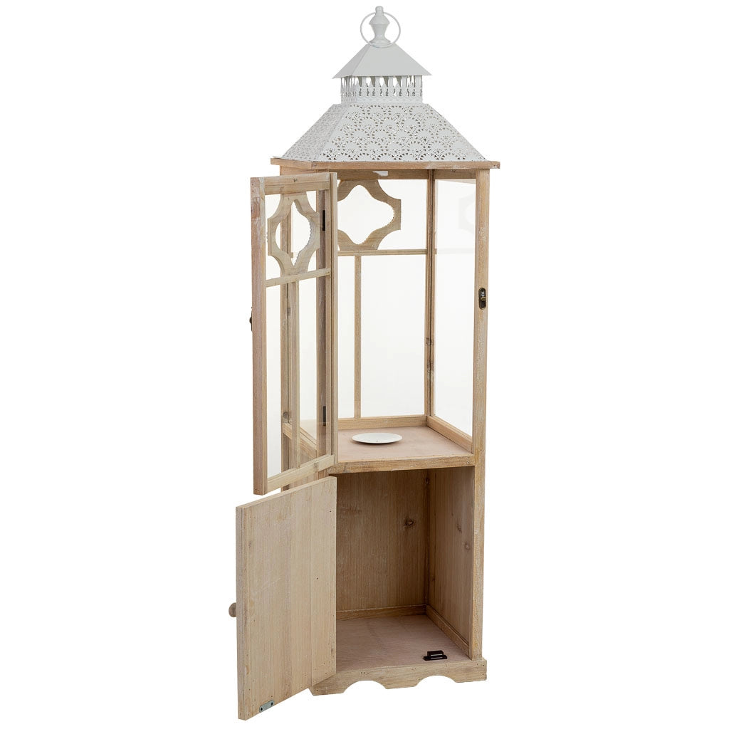 Lanterna in legno marrone 32,5x32,5x117h cm