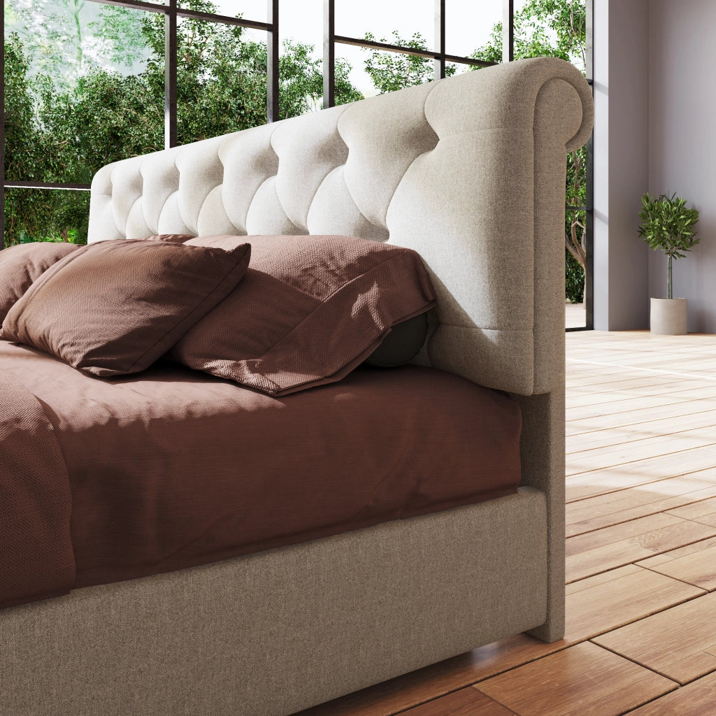 letto imbottito lino naturale 140x200 cm