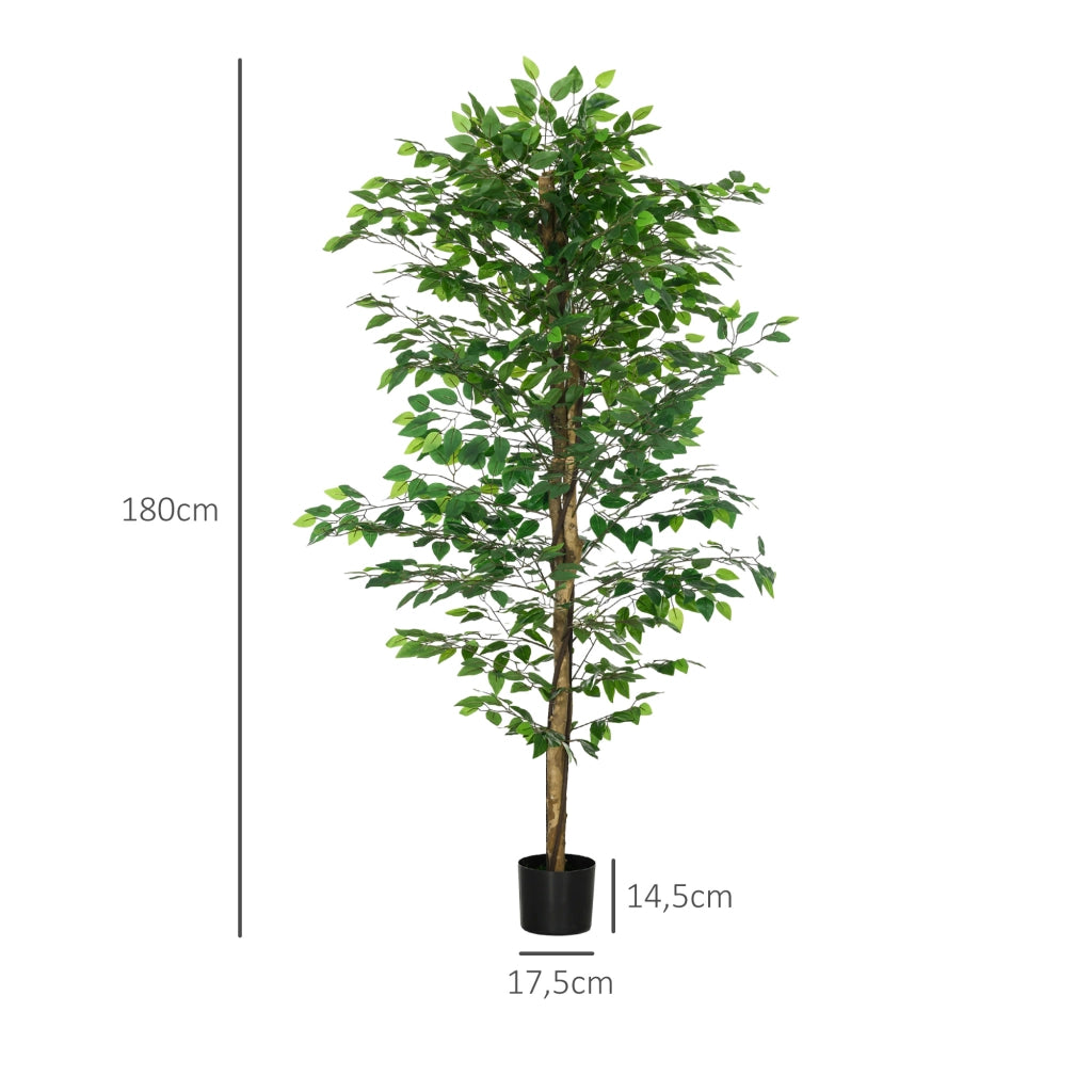 Pianta Finto Ficus Artificiale ¨C Zephmum ¨C Verde, Tronco e Rami, H180cm con Vaso