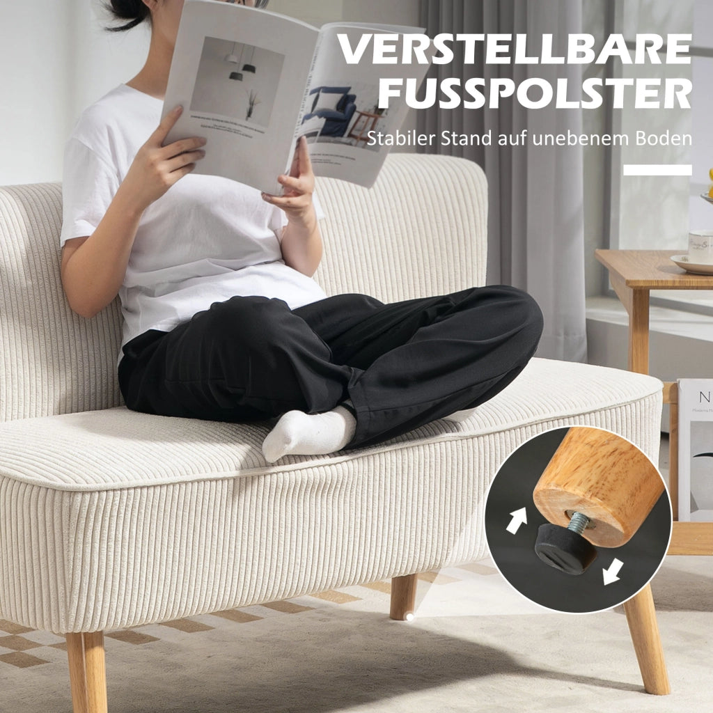 Divanetto 2 Posti ¨C Minimal ¨C Cremewei? Tessuto 117x56.5x77 cm