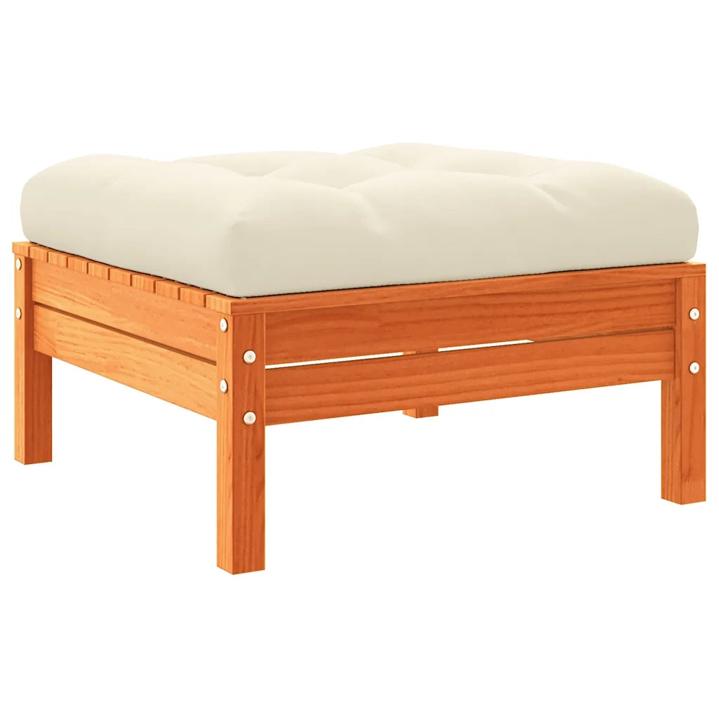 Poggiapiedi da Giardino con Cuscino Marrone Cera Massello Pino CFW8999166