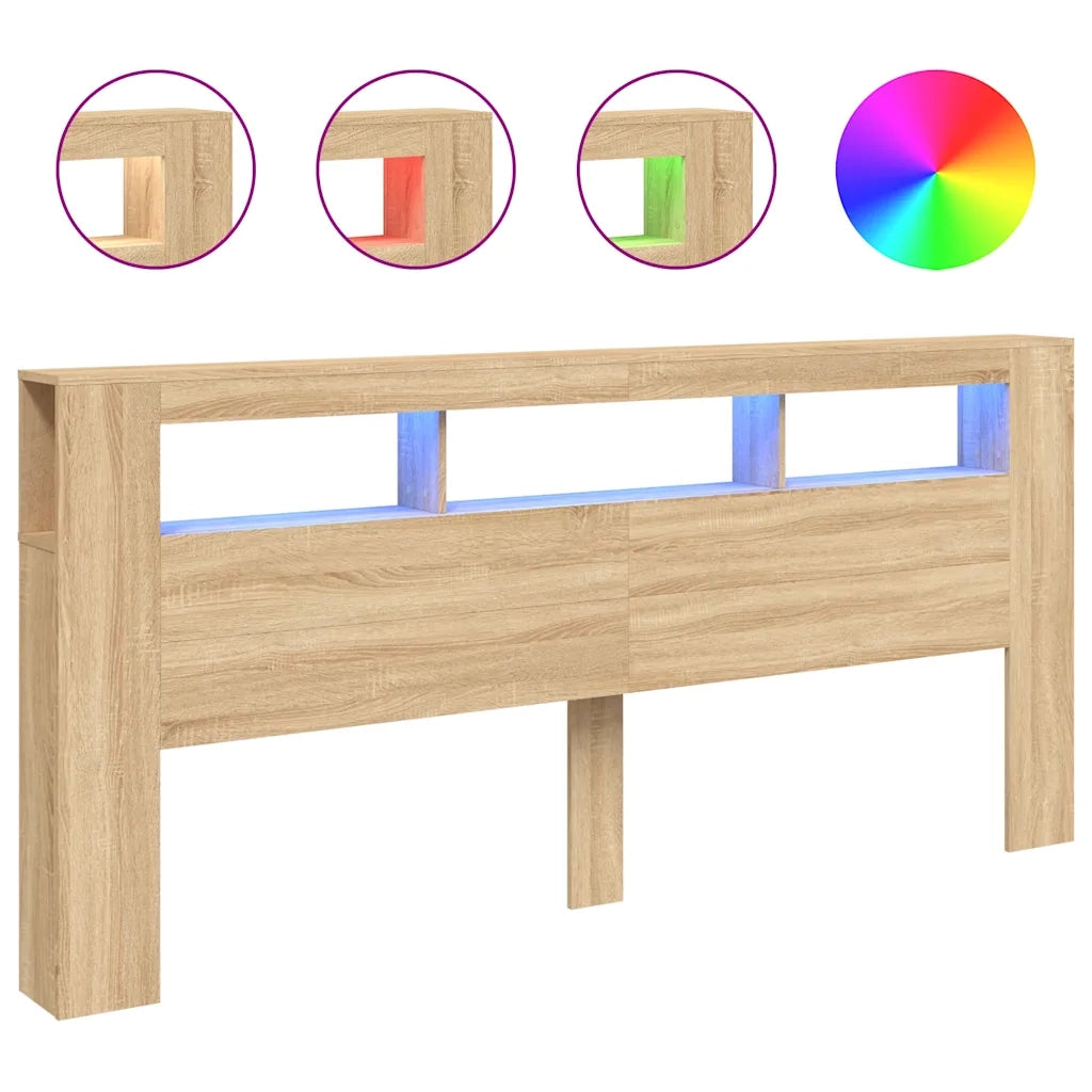 Testiera LED Rovere Sonoma 220x18,5x103,5 cm Legno Multistrato 837374