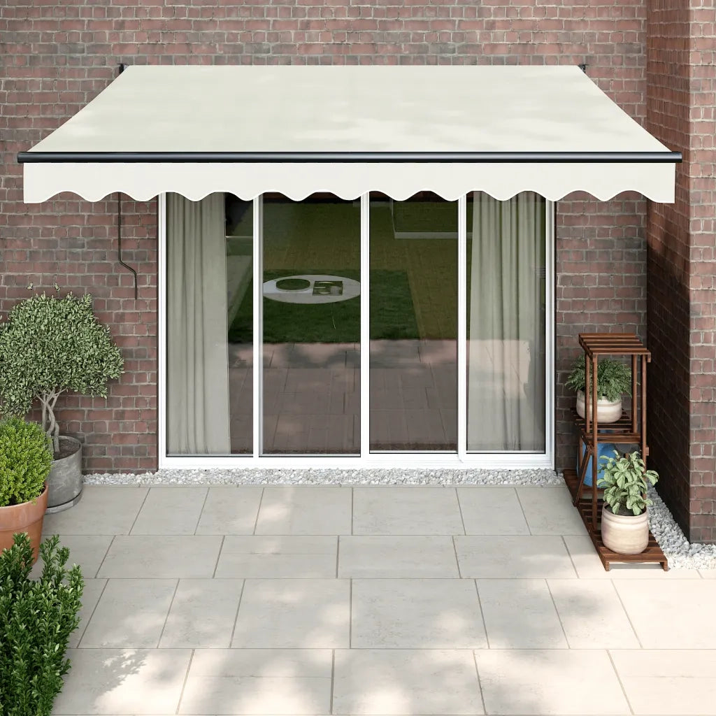 Tenda da Sole Retrattile-Tenda parasole per Patio Crema 3,5x2,5 m in Tessuto e Alluminio 235977