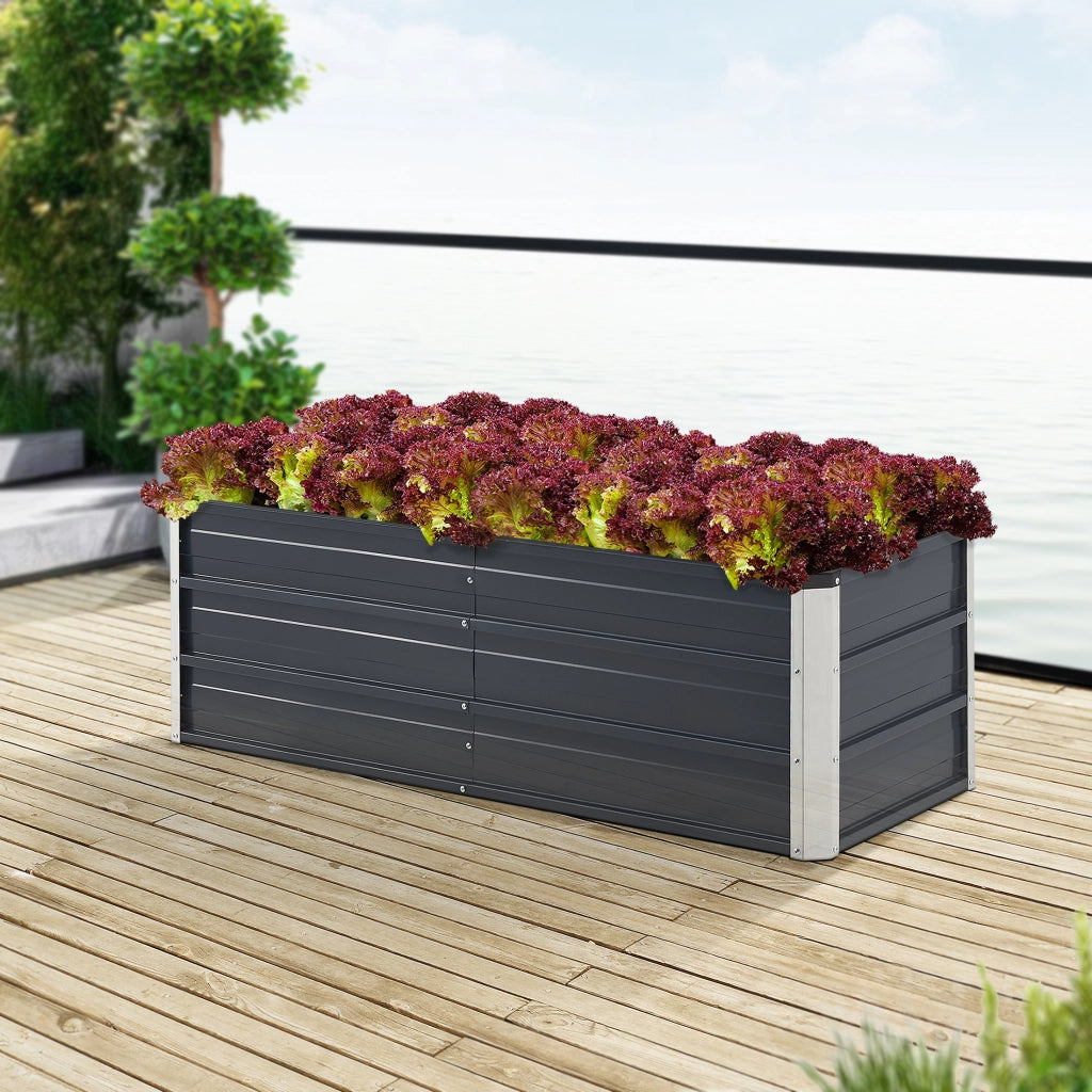 Aiuola Alta da Giardino 'Nijmegen' in Acciaio Fioriera con Divisore 125 x 47 x 40 cm - Antracite [en.casa]