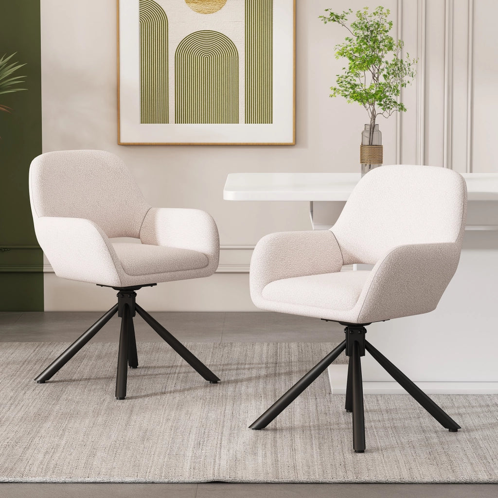 SEDIA Girevole con braccioli Set da 2 pezzi 68x65x51 cm Sherpa Bianco