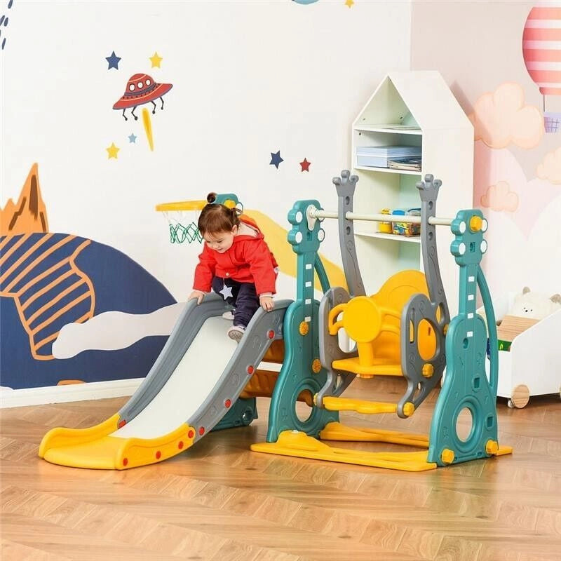 SCIVOLO PER BAMBINI 18 MESI-3 ANNI CON ALTALENA REGOLABILE E CANESTRO