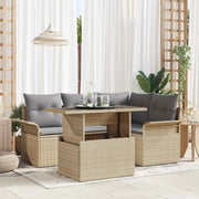 Set Divano da Giardino con cuscino 5 pcs Beige Poly Rattan 3348276
