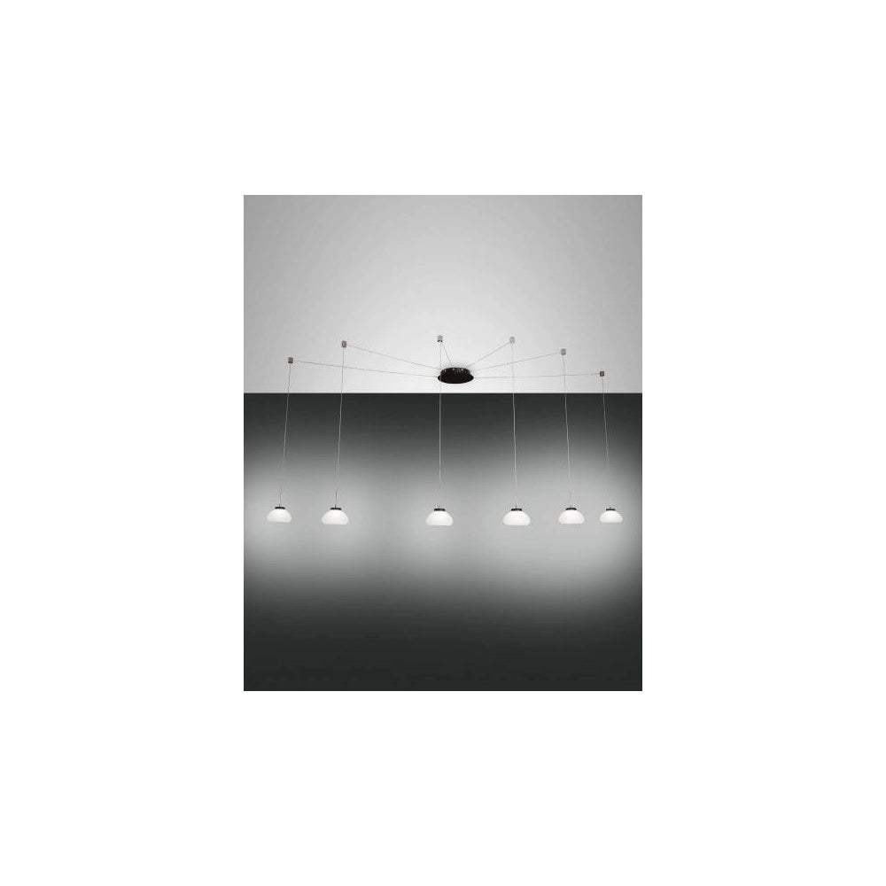 Lampadario a sospensione Arabella a Led in metallo e vetro soffiato bianco 3547-46-102 Fabas Luce